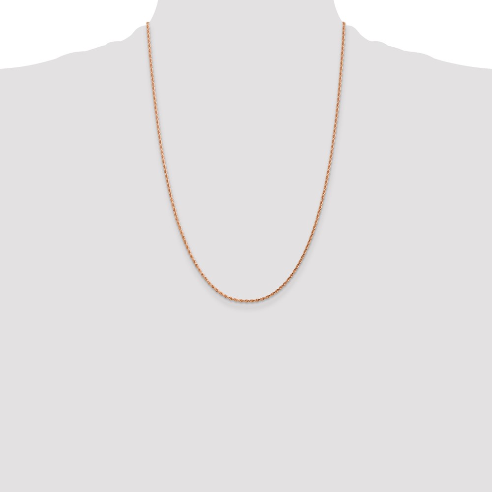 14K Rose Gold 24 inch 1.75mm Diamond-cut Rope with Lobster Clasp Chain (014R-24)