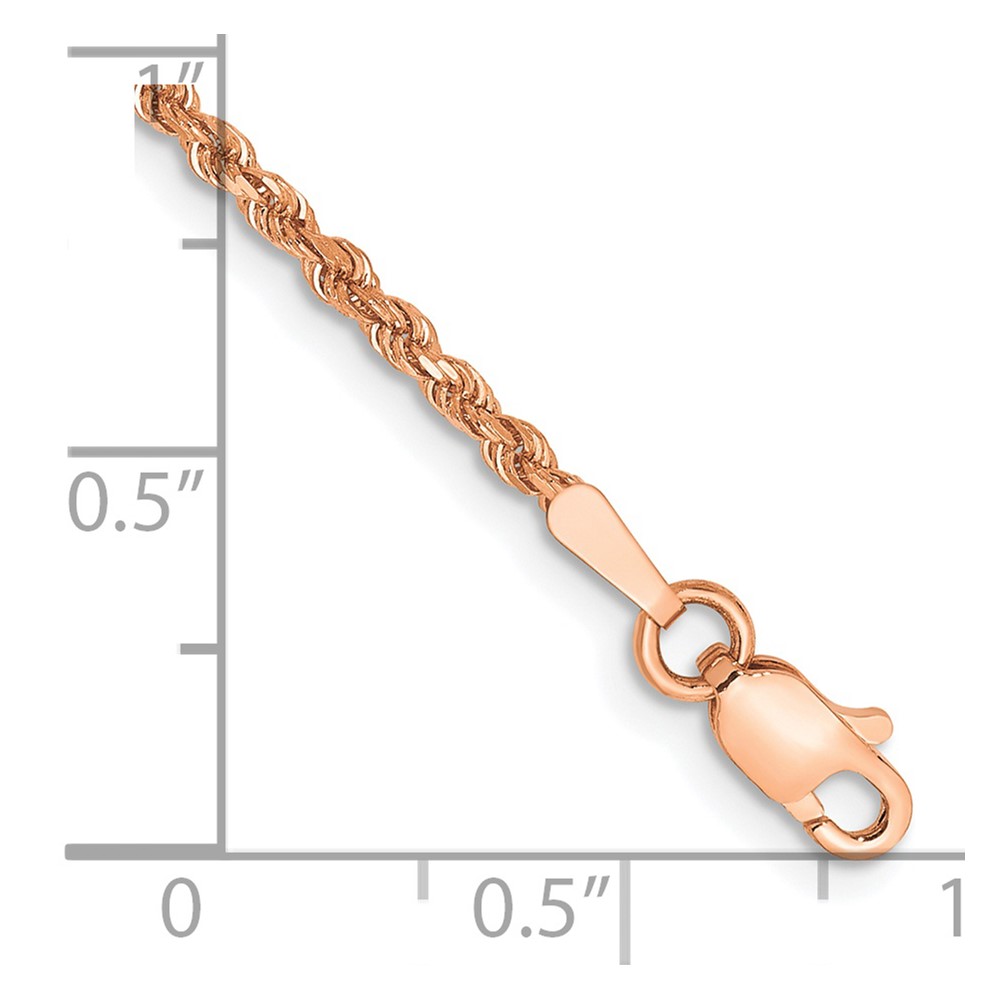 14K Rose Gold 8 inch 1.75mm Diamond-cut Rope with Lobster Clasp Chain (014R-8)