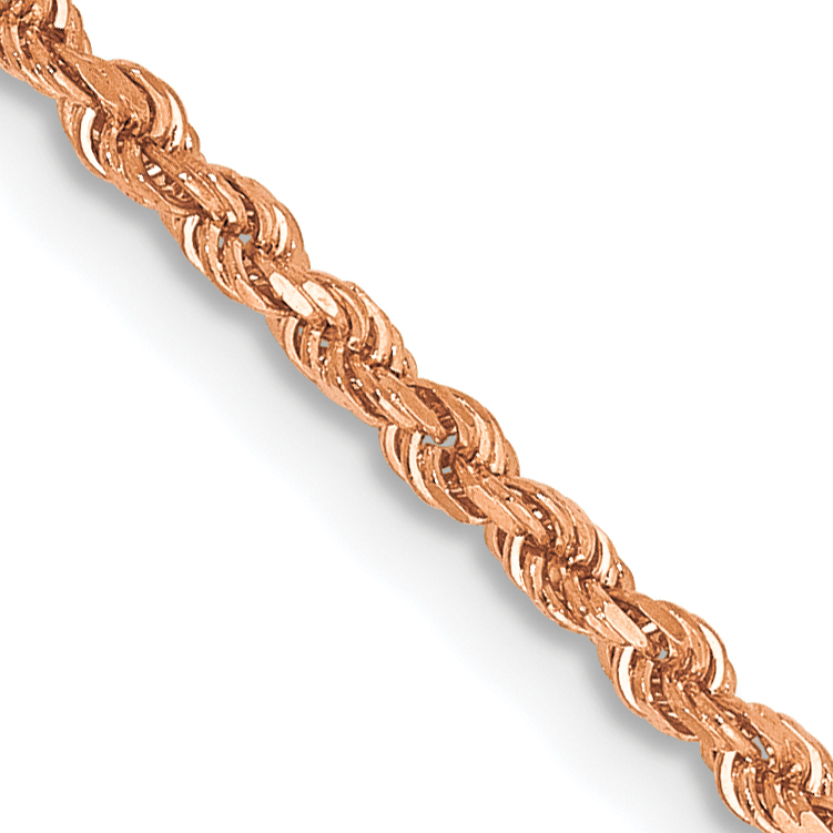 14K Rose Gold 18 inch 1.75mm Diamond-cut Rope with Lobster Clasp Chain (014R-18)
