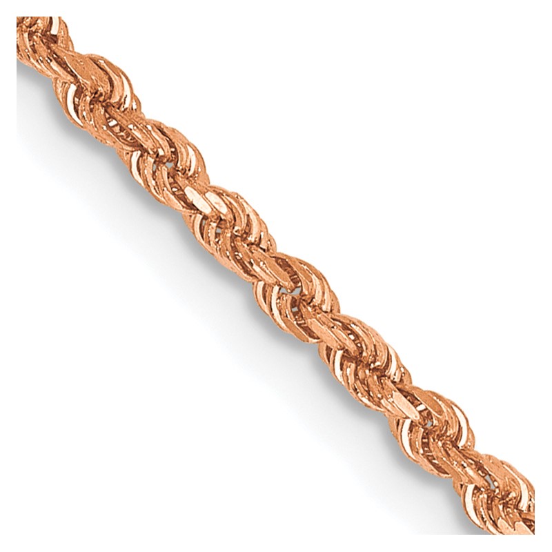 14K Rose Gold 20 inch 1.75mm Diamond-cut Rope with Lobster Clasp Chain