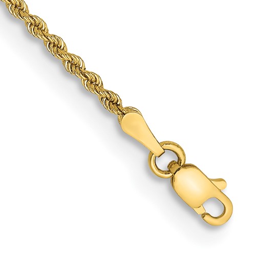 14K 8 inch 2mm Regular Rope with Lobster Clasp Chain