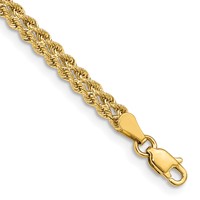 14K 3.75mm Yellow Gold Wide Double Strand Rope Bracelet, 7" view 1