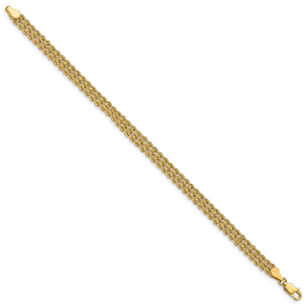 14k 5.5mm Wide Triple Strand Rope 7 inch Bracelet (014S3-7)