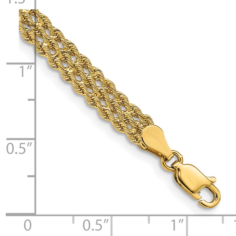 14k 5.5mm Wide Triple Strand Rope 7 inch Bracelet (014S3-7)