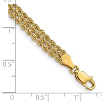 14K 5.5mm Yellow Gold Wide Triple Strand Rope Bracelet, 7" view 3