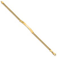 14K Yellow Gold Polished Solid Chain Solid Plate Two-Strand Rope 41x5mm Plate ID Bracelet - 7in view 2