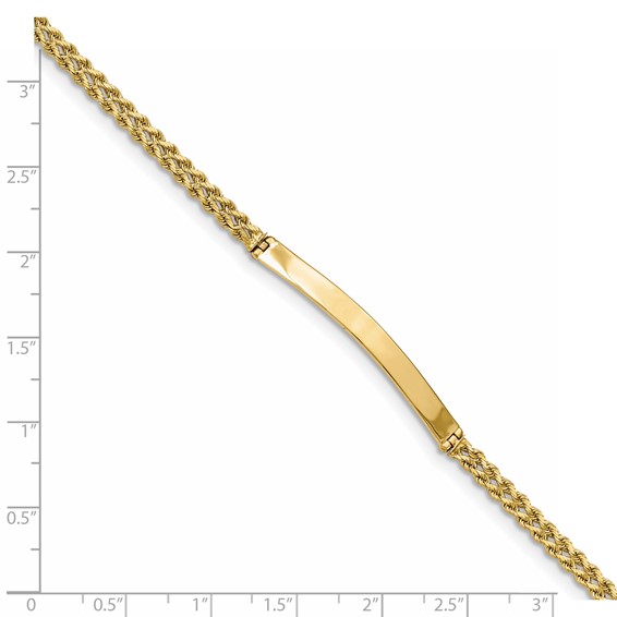 14k Polished Solid Chain/Solid Plate Two-Strand Rope 41x5mm Plate 7 inch ID Bracelet