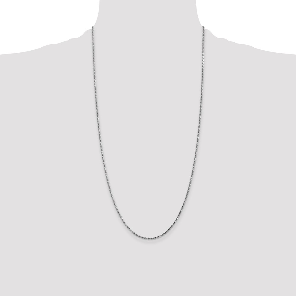 14K White Gold 28 inch 1.75mm Diamond-cut Rope with Lobster Clasp Chain (014W-28)