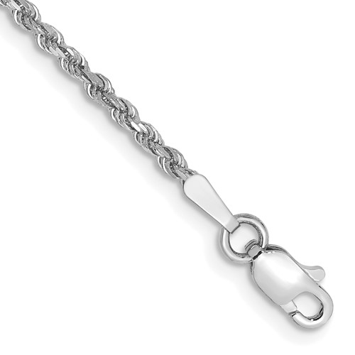 14K White Gold 6 inch 1.75mm Diamond-cut Rope with Lobster Clasp Chain