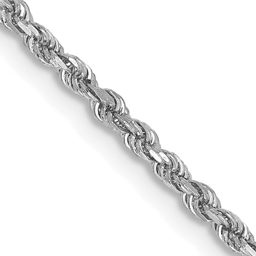 14K White Gold 18 inch 1.75mm Diamond-cut Rope with Lobster Clasp Chain