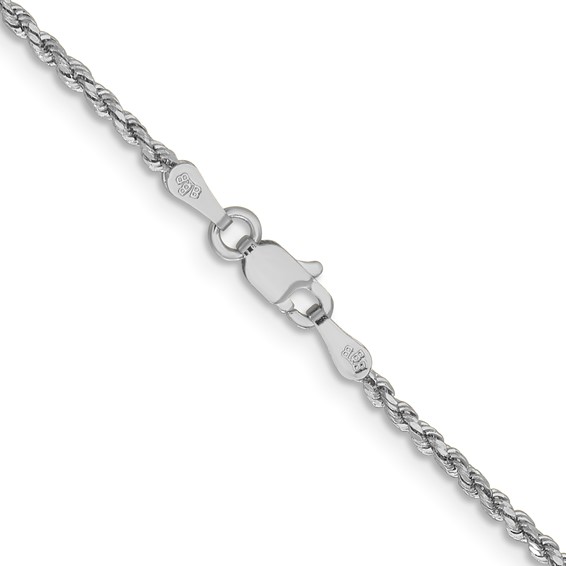 14k White Gold 1.8mm Lightweight D/C Rope with Lobster Clasp Chain