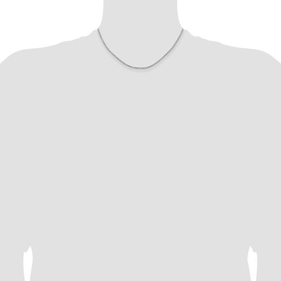 14k White Gold 1.8mm Lightweight D/C Rope with Lobster Clasp Chain