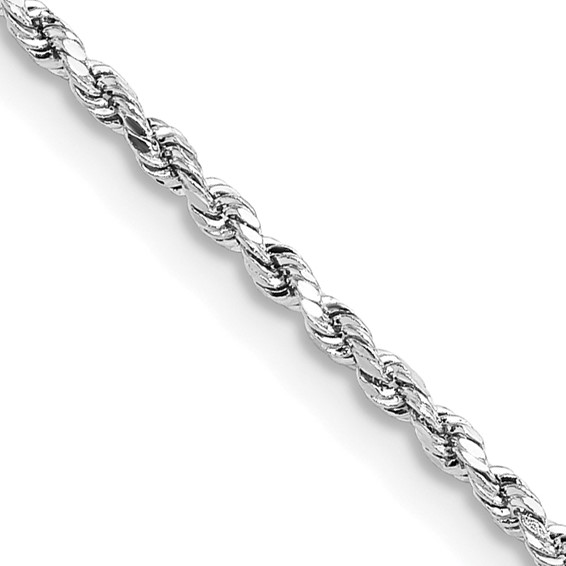 14k White Gold 1.8mm Lightweight D/C Rope with Lobster Clasp Chain