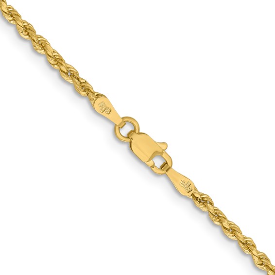 14k 2mm Lightweight D/C Rope with Lobster Clasp Chain