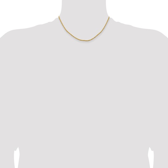 14k 2mm Lightweight D/C Rope with Lobster Clasp Chain