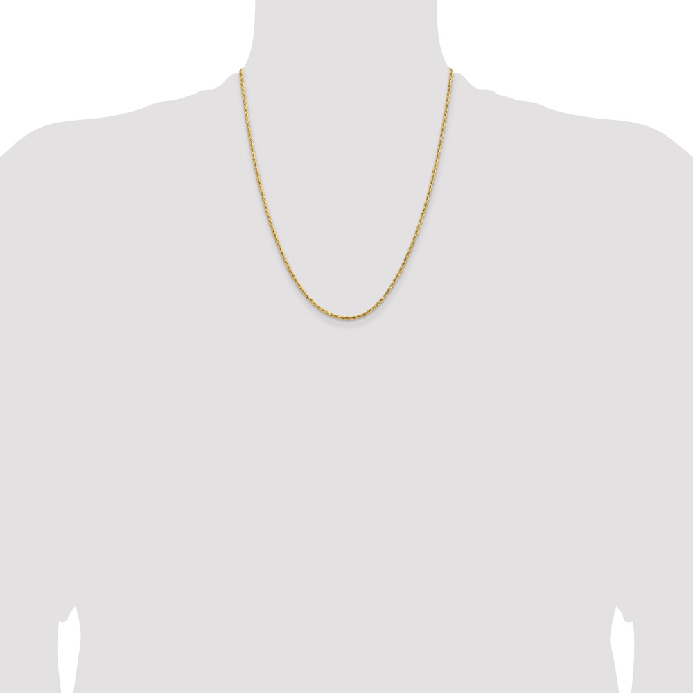 14k 2mm Lightweight D/C Rope with Lobster Clasp Chain (016HL-22)