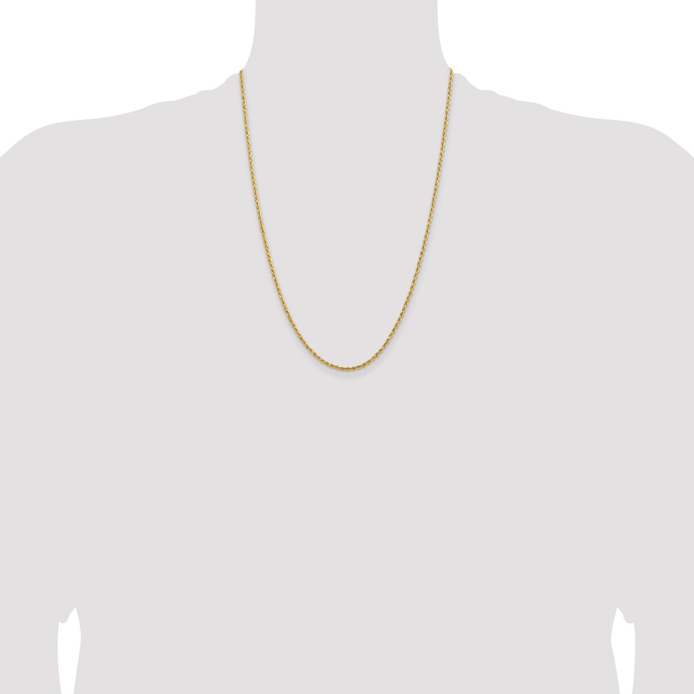 14k 2mm Lightweight D/C Rope with Lobster Clasp Chain (016HL-24)
