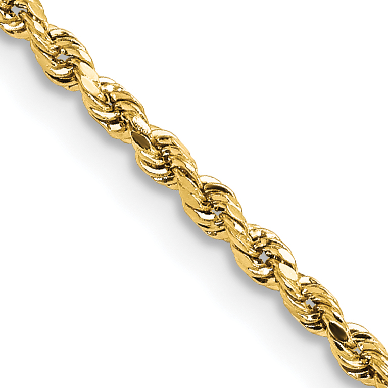 14k 2mm Lightweight D/C Rope with Lobster Clasp Chain (016HL-16)