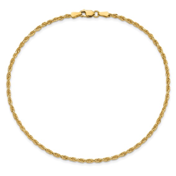 14K 2mm Diamond-cut Rope Chain (per inch)