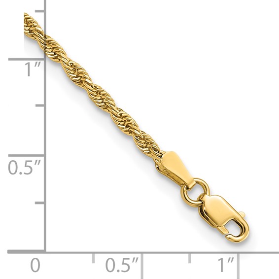14K 2mm Diamond-cut Rope Chain (per inch)