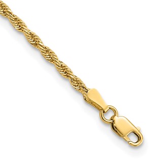 14K 2mm Diamond-cut Rope Chain (per inch)