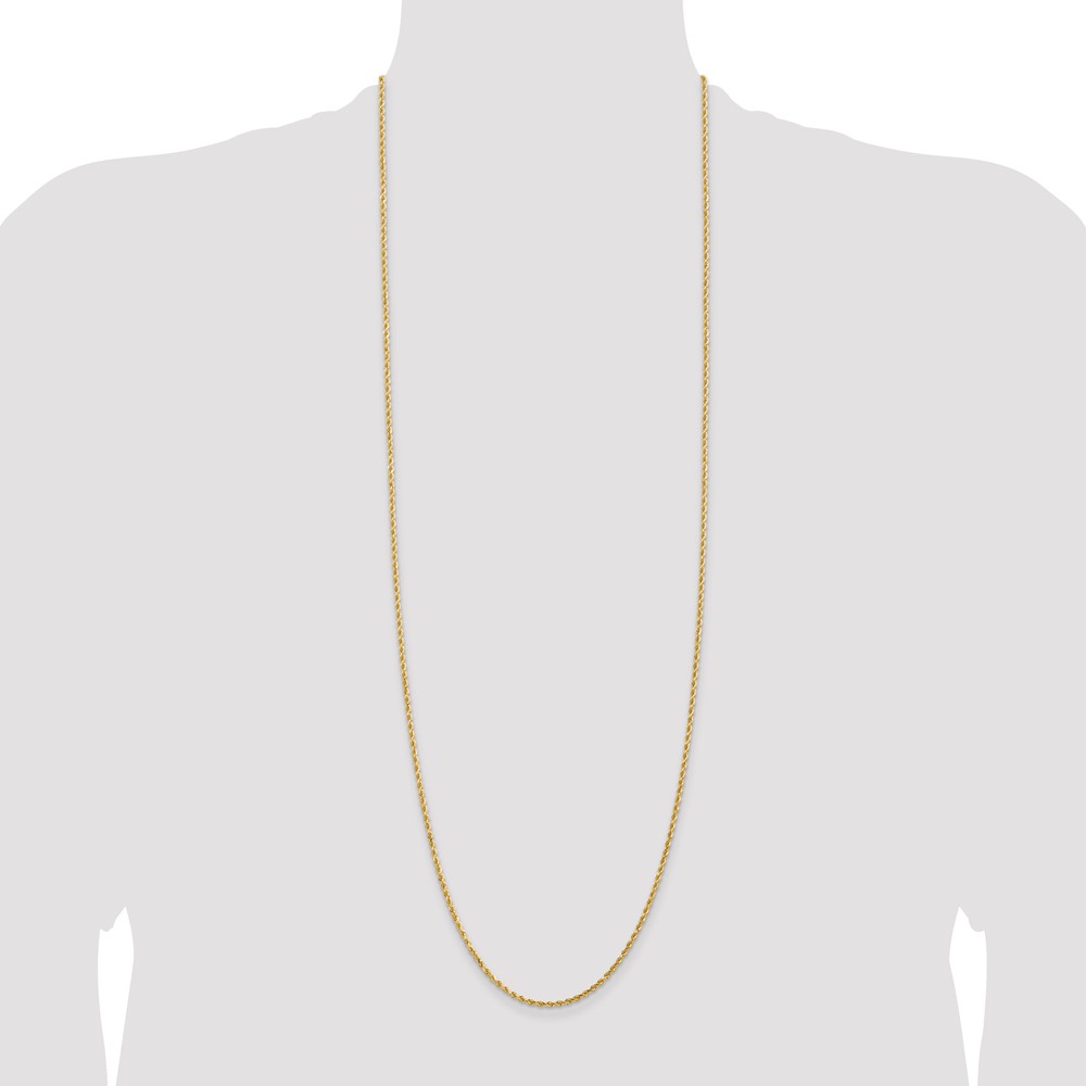 14K 36 inch 2mm Diamond-cut Rope with Lobster Clasp Chain (016L-36)