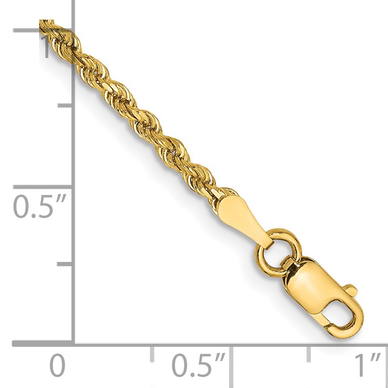 14K 9 inch 2mm Diamond-cut Rope with Lobster Clasp Anklet
