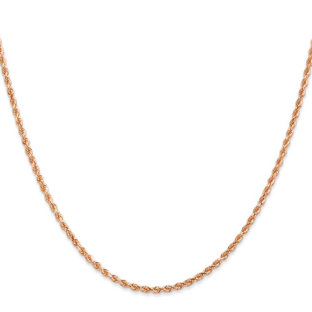 14K Rose Gold 20 inch 2mm Diamond-cut Rope with Lobster Clasp Chain (016R-20)