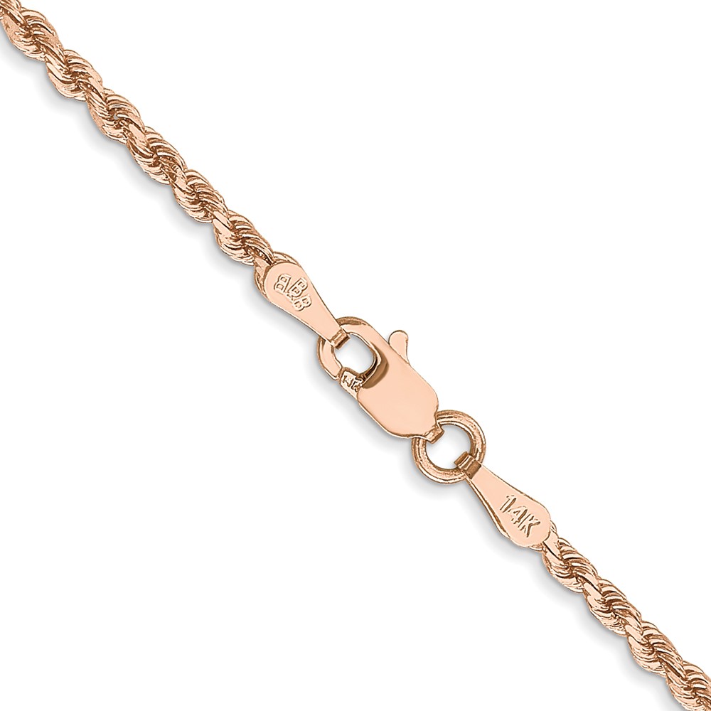 14K Rose Gold 20 inch 2mm Diamond-cut Rope with Lobster Clasp Chain (016R-20)