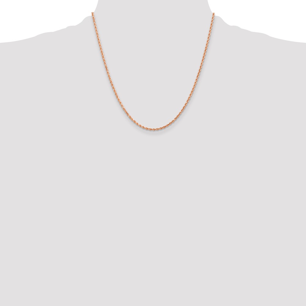 14K Rose Gold 20 inch 2mm Diamond-cut Rope with Lobster Clasp Chain (016R-20)