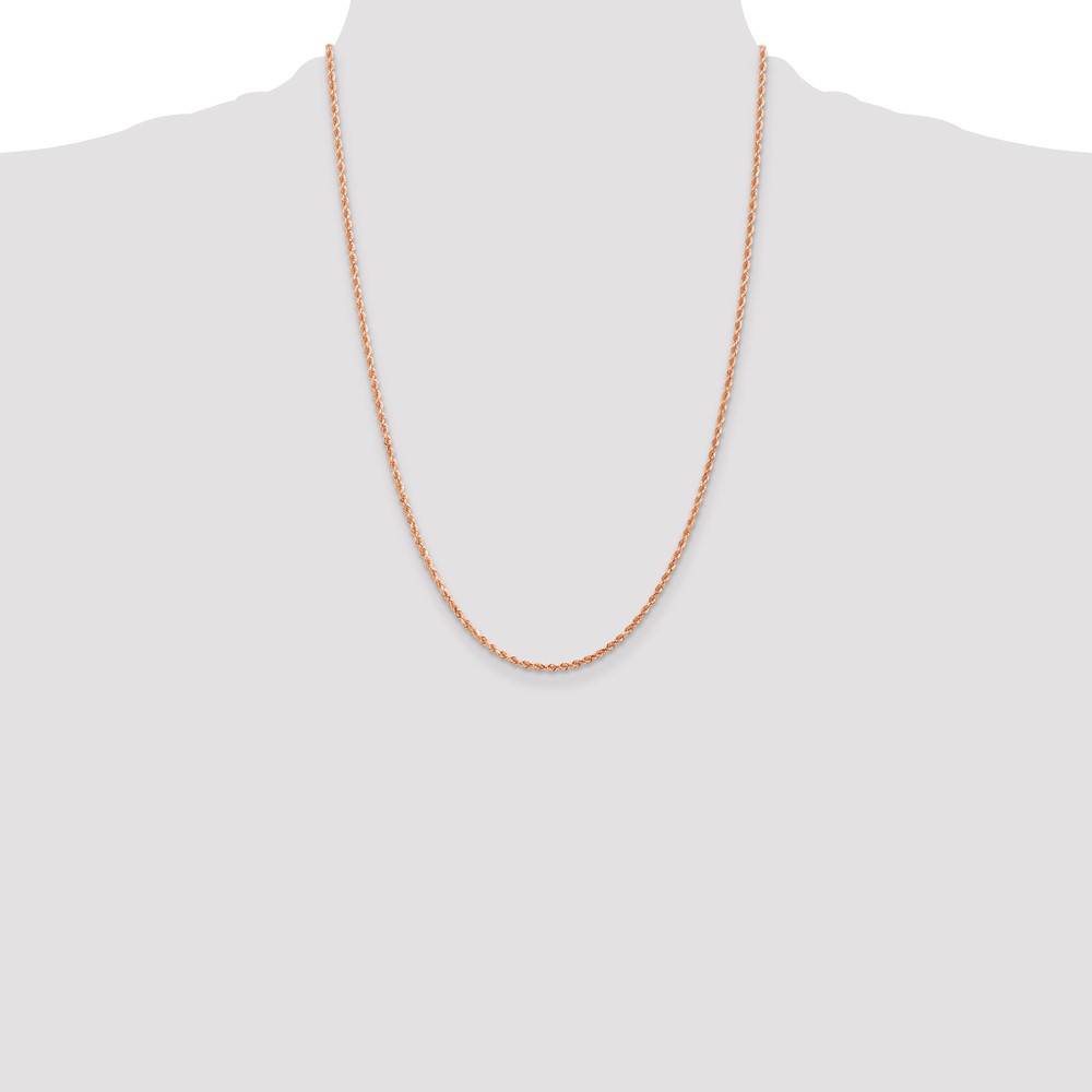 14K Rose Gold 24 inch 2mm Diamond-cut Rope with Lobster Clasp Chain (016R-24)