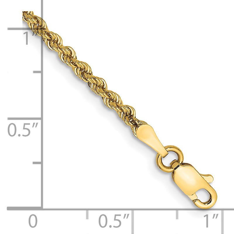 14K 10 inch 2.25mm Regular Rope with Lobster Clasp Anklet