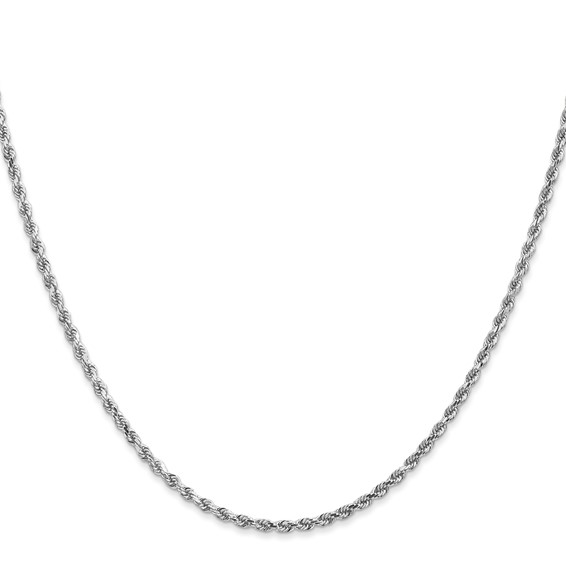14K White Gold 2mm Diamond-cut Rope with Lobster Clasp Chain (per inch)