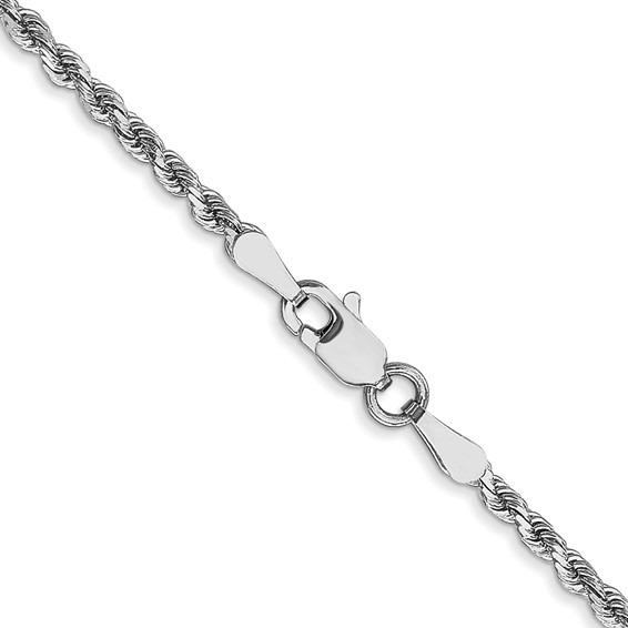 14K White Gold 2mm Diamond-cut Rope with Lobster Clasp Chain (per inch)