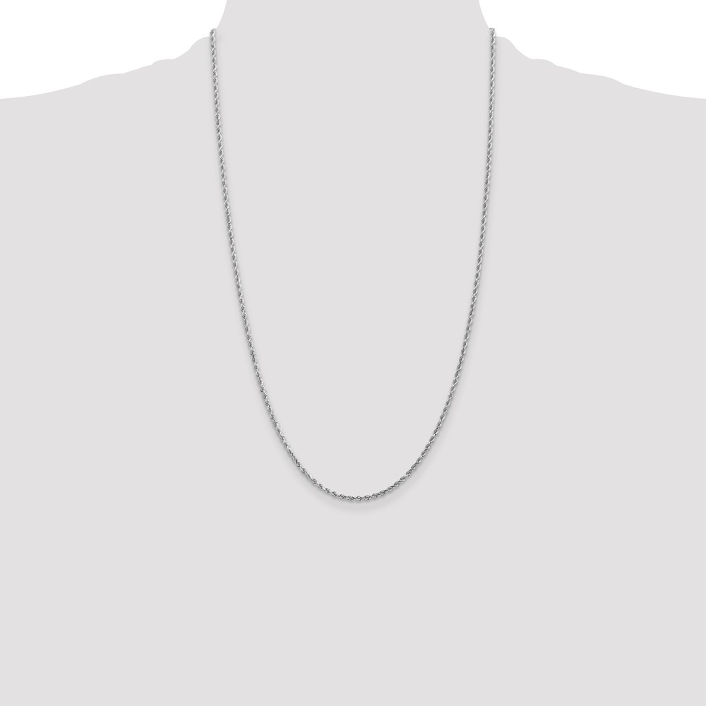 10k White Gold 2mm Diamond-cut Rope Chain (10K016W-26)