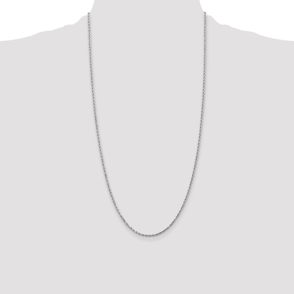 14K White Gold 28 inch 2mm Diamond-cut Rope with Lobster Clasp Chain (016W-28)