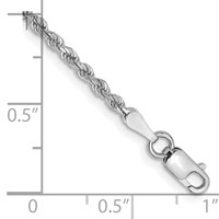 14K White Gold 2mm Diamond-cut Rope Chain with Lobster Clasp, 6" view 2
