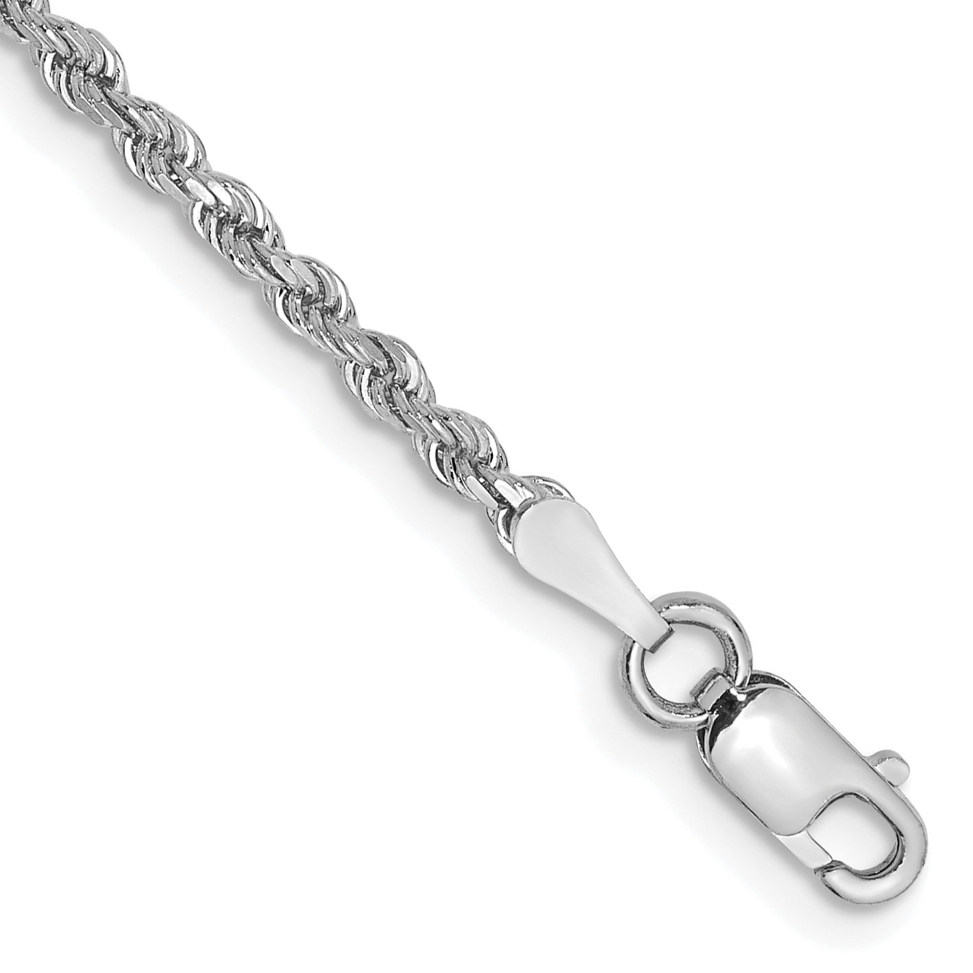 10k White Gold 2mm Diamond-cut Rope Chain (10K016W-7)