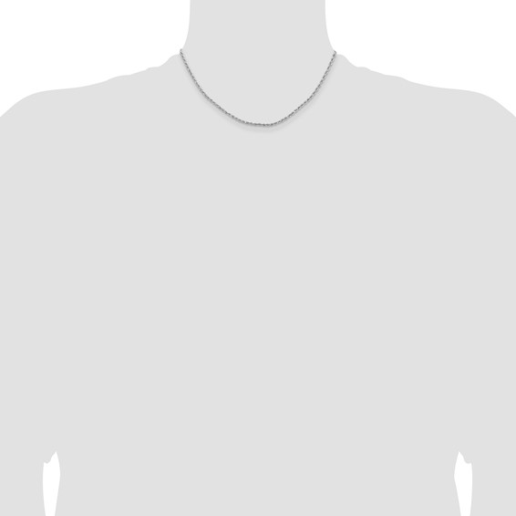 14k White Gold 2mm Lightweight D/C Rope with Lobster Clasp Chain