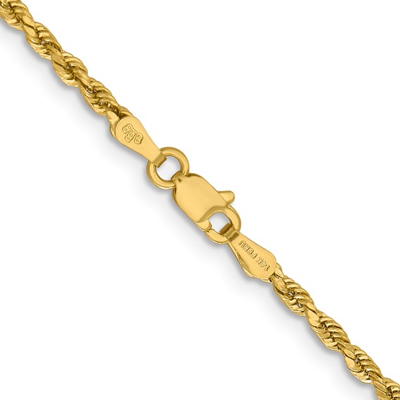 14k 2.3mm Lightweight D/C Rope with Lobster Clasp Chain