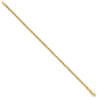 14K 2.25mm Yellow Gold Diamond-cut Rope Chain with Lobster Clasp, 7" view 2