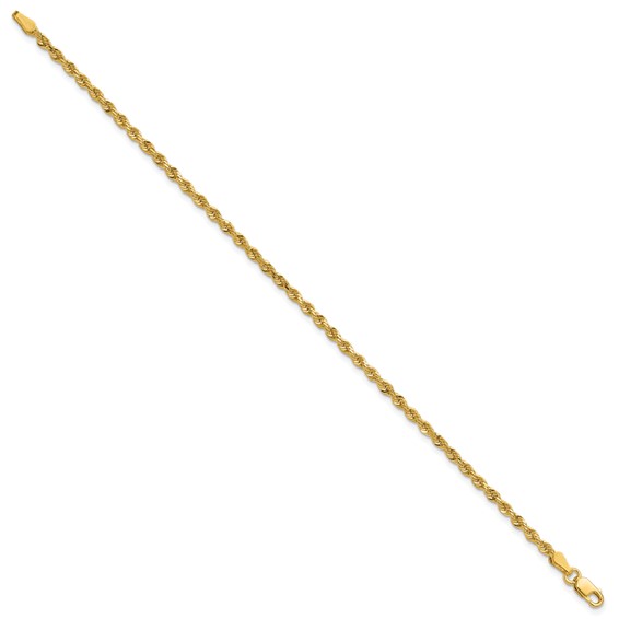 14K 2.25mm Diamond-cut Rope with Lobster Clasp Chain (per inch)