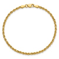 14K 2.25mm Yellow Gold Diamond-cut Rope Chain with Lobster Clasp, 7" view 5