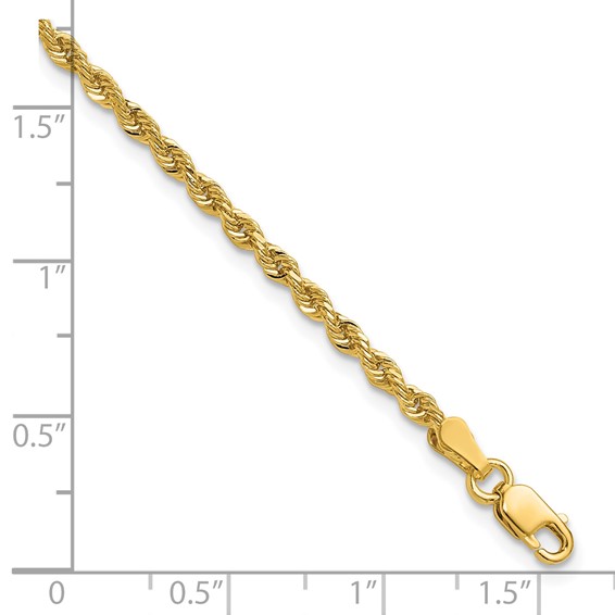 14K 2.25mm Diamond-cut Rope with Lobster Clasp Chain (per inch)