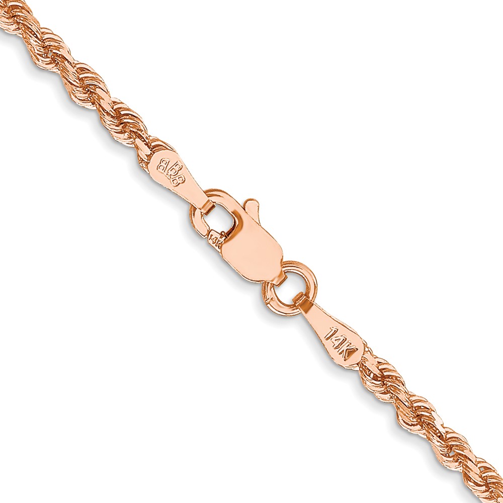 14K Rose Gold 18 inch 2.25mm Diamond-cut Rope with Lobster Clasp Chain (018R-18)