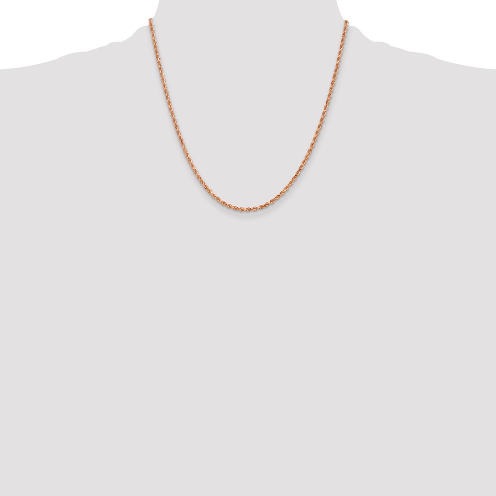 14K Rose Gold 20 inch 2.25mm Diamond-cut Rope with Lobster Clasp Chain (018R-20)