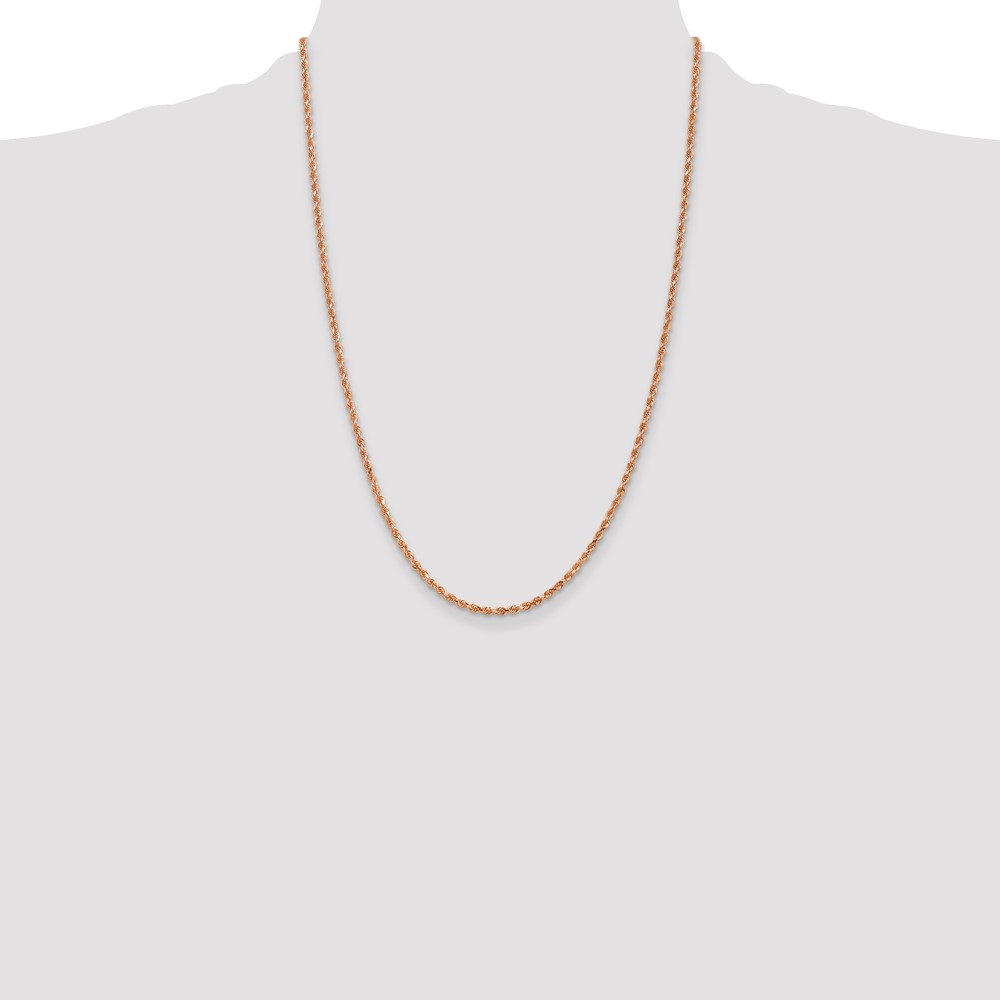 14K Rose Gold 24 inch 2.25mm Diamond-cut Rope with Lobster Clasp Chain (018R-24)