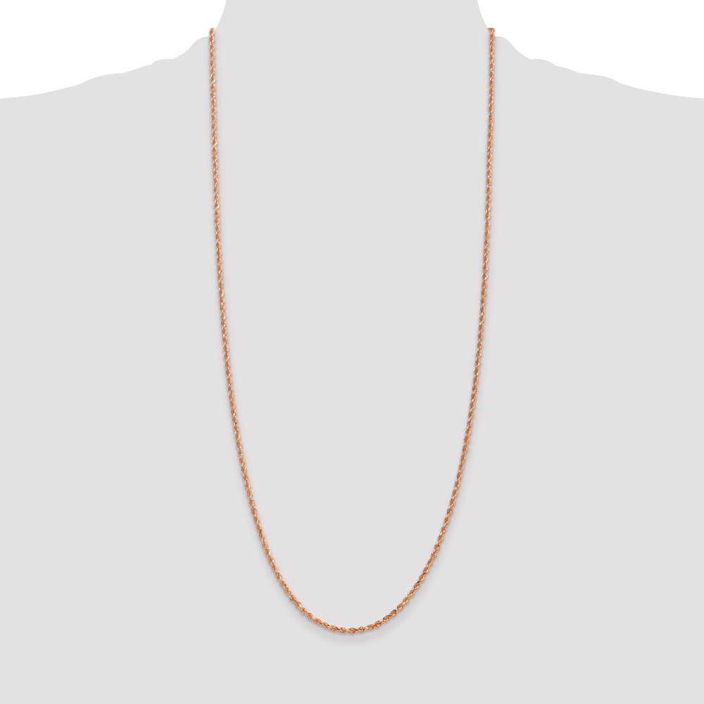 14K Rose Gold 30 inch 2.25mm Diamond-cut Rope with Lobster Clasp Chain (018R-30)