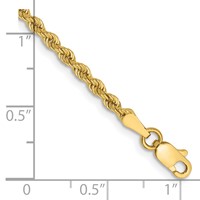 14K 2.5mm Yellow Gold Regular Rope Chain with Lobster Clasp - 7in view 2