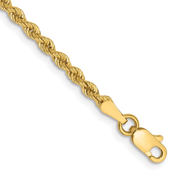 14K 2.5mm Regular Rope with Lobster Clasp Chain (per inch)